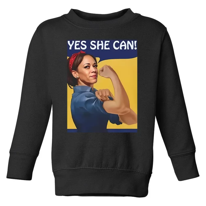 Kamala Harris Yes She Can Toddler Sweatshirt