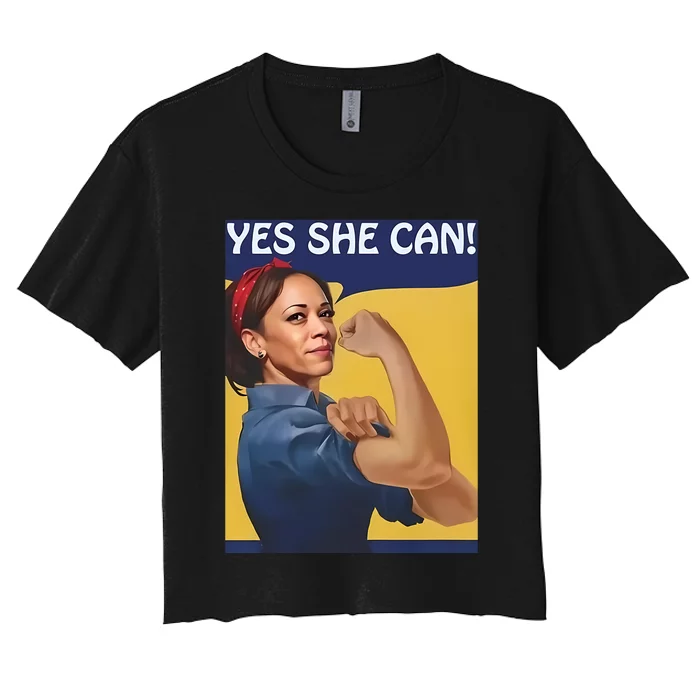 Kamala Harris Yes She Can Women's Crop Top Tee