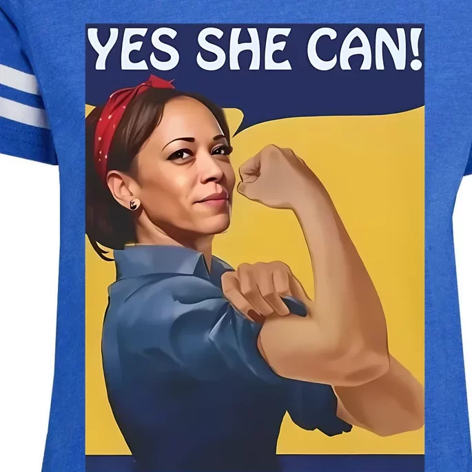 Kamala Harris Yes She Can Enza Ladies Jersey Football T-Shirt