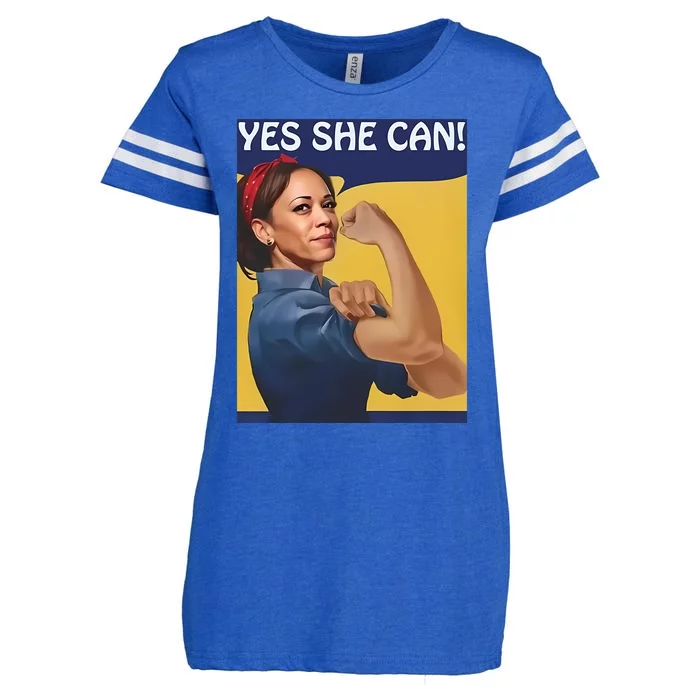 Kamala Harris Yes She Can Enza Ladies Jersey Football T-Shirt