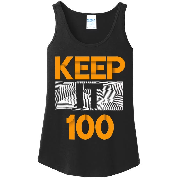 Keep It 100 Orange Color Graphic Ladies Essential Tank