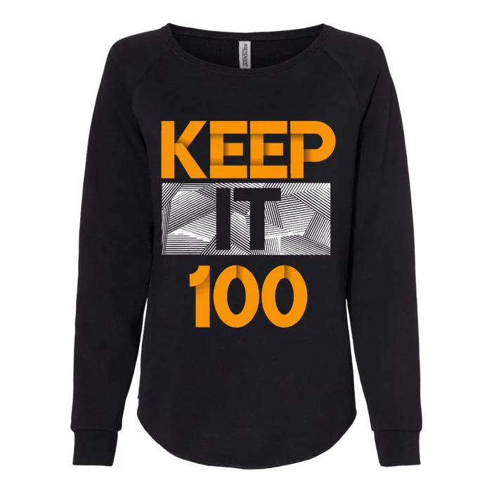 Keep It 100 Orange Color Graphic Womens California Wash Sweatshirt