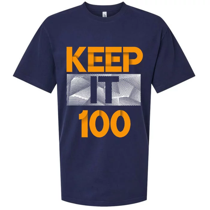 Keep It 100 Orange Color Graphic Sueded Cloud Jersey T-Shirt