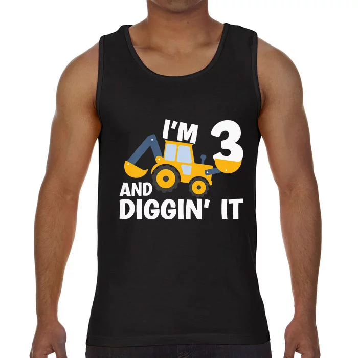 Kids Im 3 And Digging It Construction Excavator 3rd Birthday Comfort Colors® Tank Top