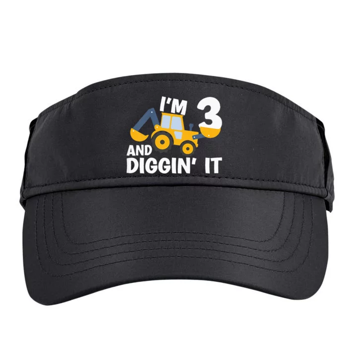 Kids Im 3 And Digging It Construction Excavator 3rd Birthday Adult Drive Performance Visor