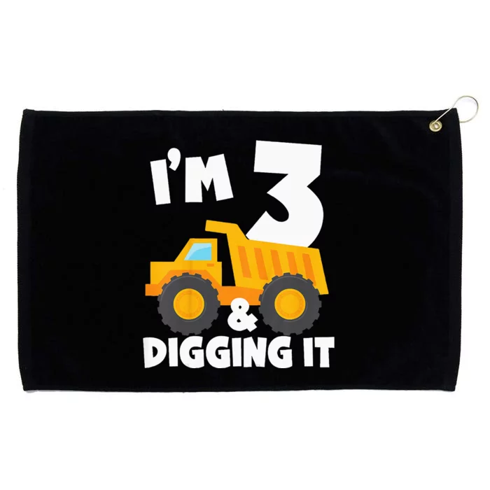 Kids Im 3 And Digging It 3rd Birthday Construction Truck Grommeted Golf Towel