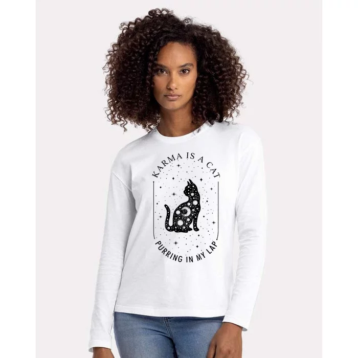 Karma Is A Cat Purring In My Lap Womens Cotton Relaxed Long Sleeve T-Shirt