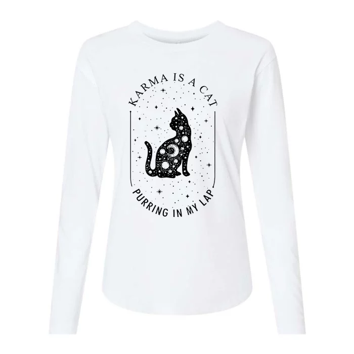 Karma Is A Cat Purring In My Lap Womens Cotton Relaxed Long Sleeve T-Shirt