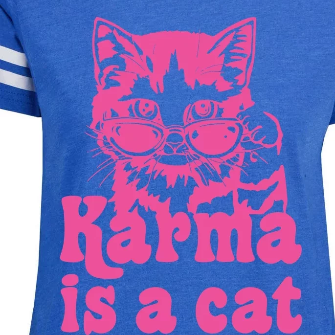 Karma Is A Cat Funny Karma Enza Ladies Jersey Football T-Shirt