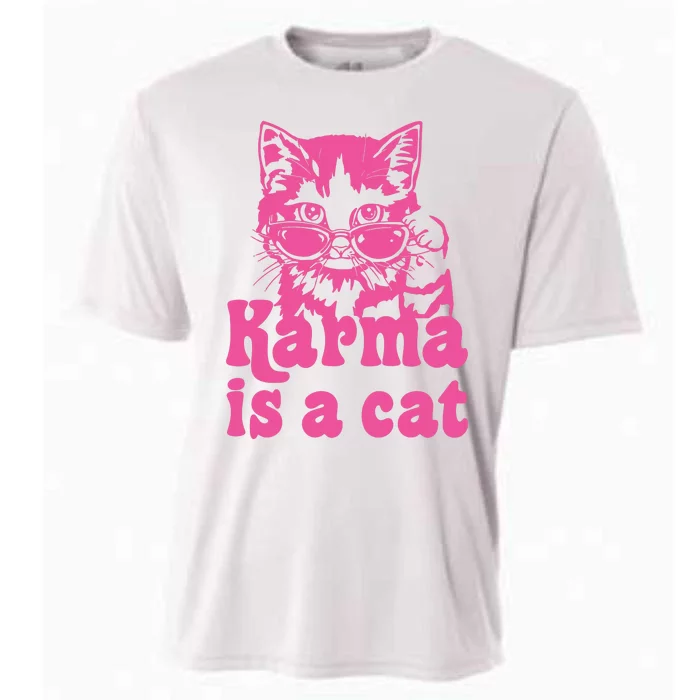 Karma Is A Cat Funny Karma Cooling Performance Crew T-Shirt