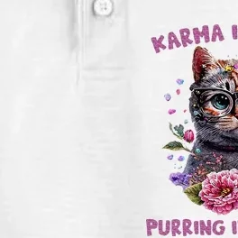 Karma Is A Cat Purring In My Lap Dry Zone Grid Performance Polo