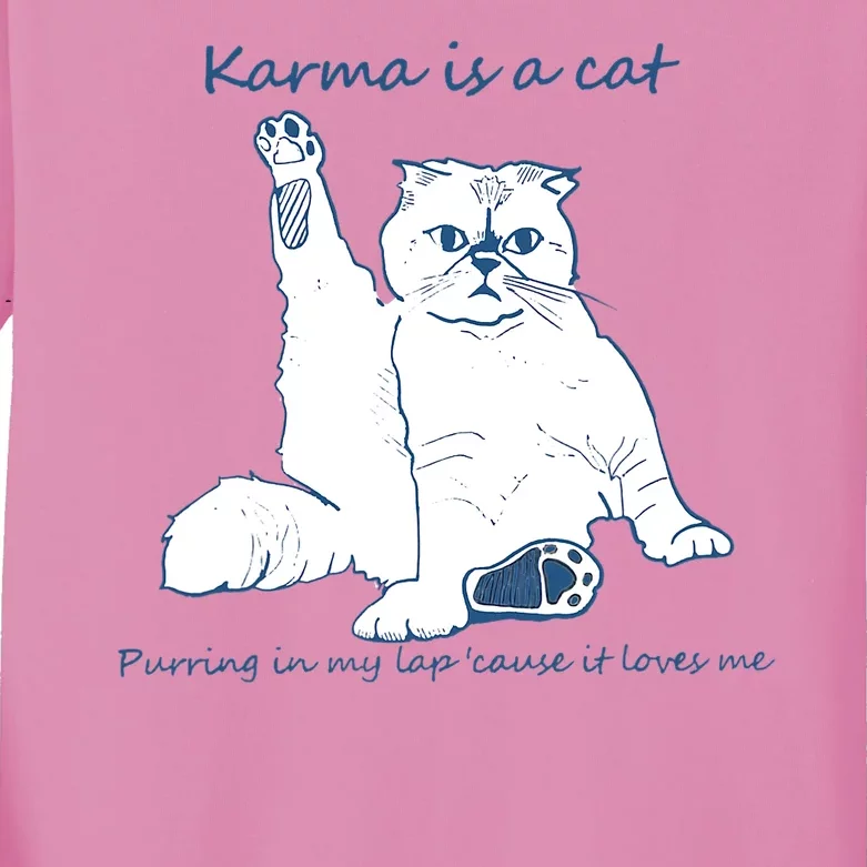 Karma Is A Cat Purring In My Lap Cause It Loves Me Cat Love Kids Long Sleeve Shirt