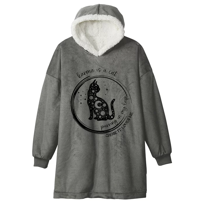 Karma Is A Cat Funny Aesthetic Cat Hooded Wearable Blanket