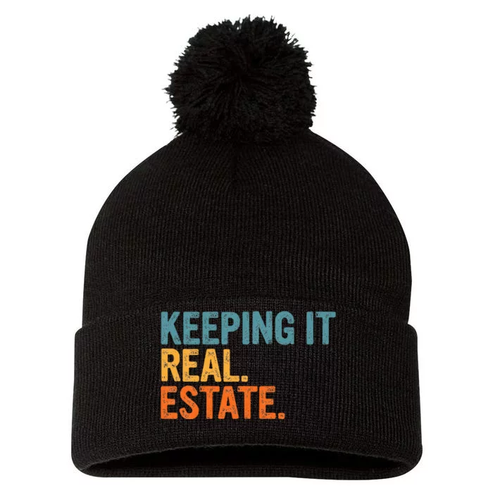 Keeping It A Real Estate Realtor Agent Property Broker Funny Pom Pom 12in Knit Beanie