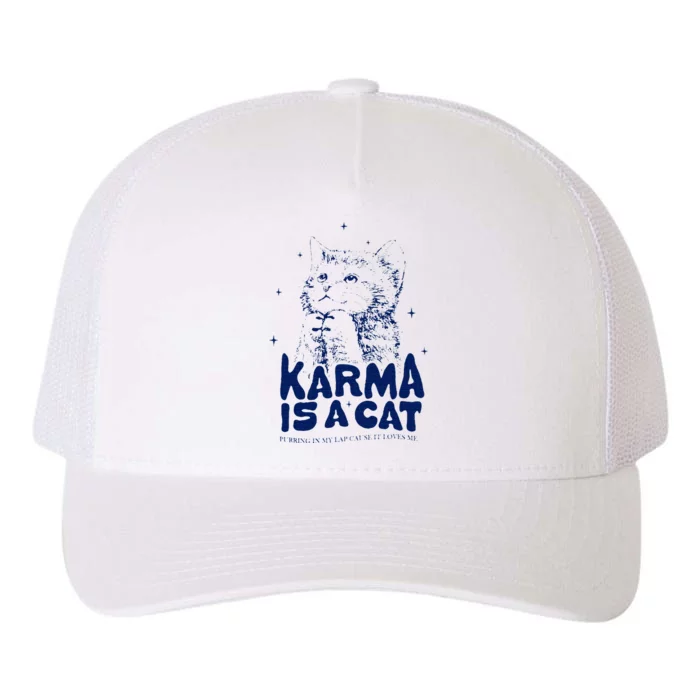 karma is a cat purring in my lap cause it loves me Yupoong Adult 5-Panel Trucker Hat