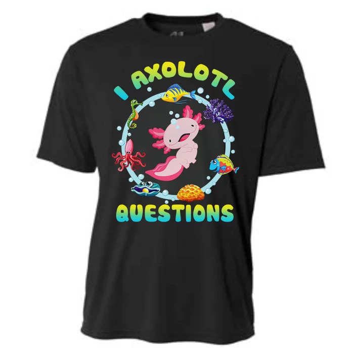 Kawaii I Axolotl Questions Funny Axolotl Lover Cute Axolotl Cooling Performance Crew T-Shirt