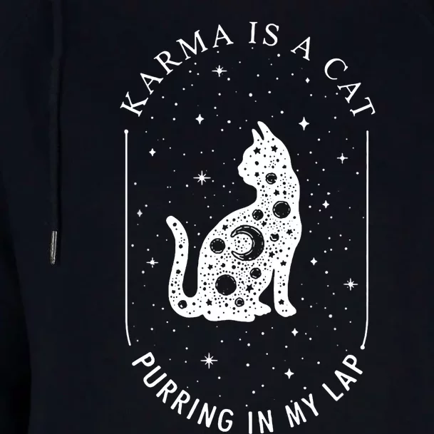 Karma Is A Cat Purring In My Lap Womens Funnel Neck Pullover Hood