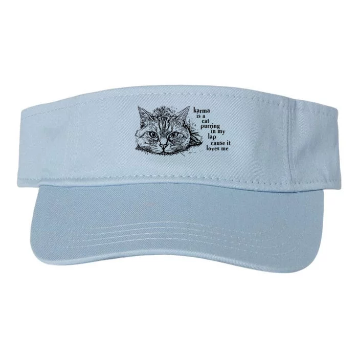 Karma Is A Cat Purring In My Lap Cause It Loves Me Cute Cat Christmas Valucap Bio-Washed Visor