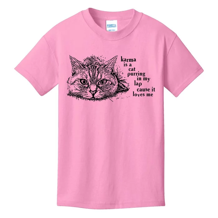 Karma Is A Cat Purring In My Lap Cause It Loves Me Cute Cat Christmas Kids T-Shirt