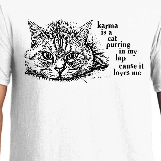 Karma Is A Cat Purring In My Lap Cause It Loves Me Cute Cat Christmas Pajama Set