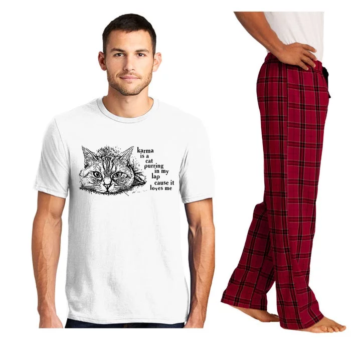 Karma Is A Cat Purring In My Lap Cause It Loves Me Cute Cat Christmas Pajama Set