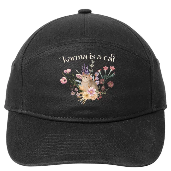 Karma Is A Cat Funny Cat Music 7-Panel Snapback Hat