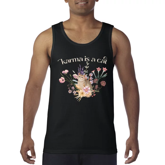 Karma Is A Cat Funny Cat Music Tank Top