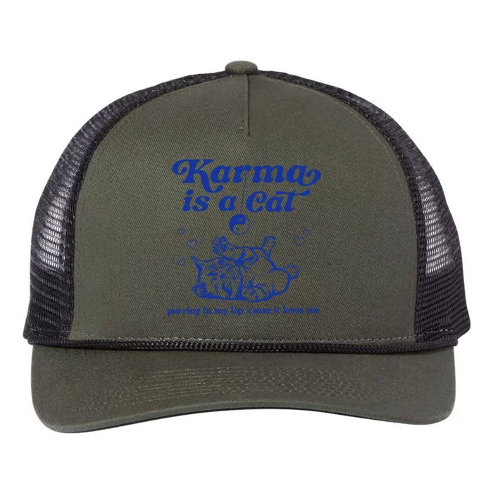 Karma Is A Cat Purring In My Lap Retro Rope Trucker Hat Cap