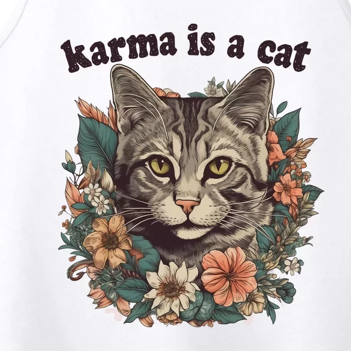 Karma Is A Cat Retro Floral Performance Tank