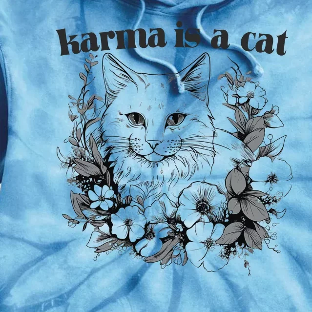 Karma Is A Cat Purring Floral Tie Dye Hoodie