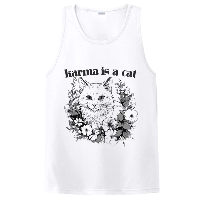 Karma Is A Cat Purring Floral Performance Tank