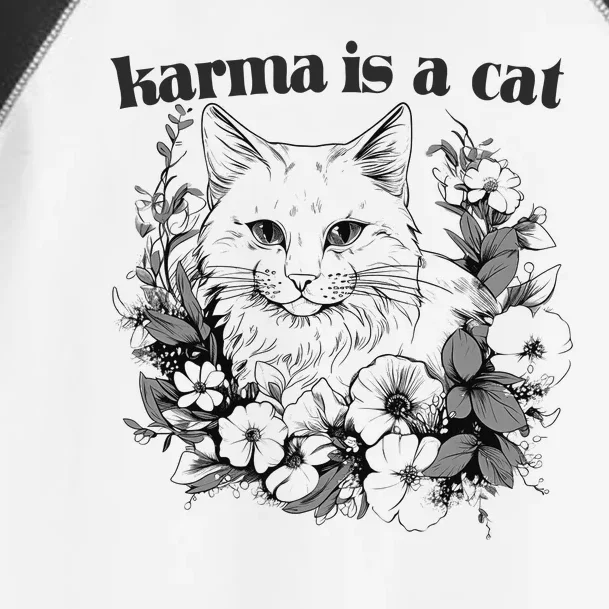 Karma Is A Cat Purring Floral Toddler Fine Jersey T-Shirt