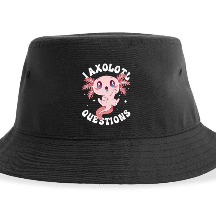 Kawaii I Axolotl Questions Funny Axolotl Lover Cute Axolotl Sustainable Bucket Hat