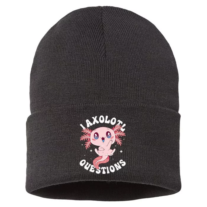 Kawaii I Axolotl Questions Funny Axolotl Lover Cute Axolotl Sustainable Knit Beanie