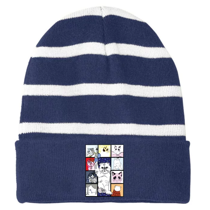 Karma Is A Cat Karma Is My Boyfriend Striped Beanie with Solid Band