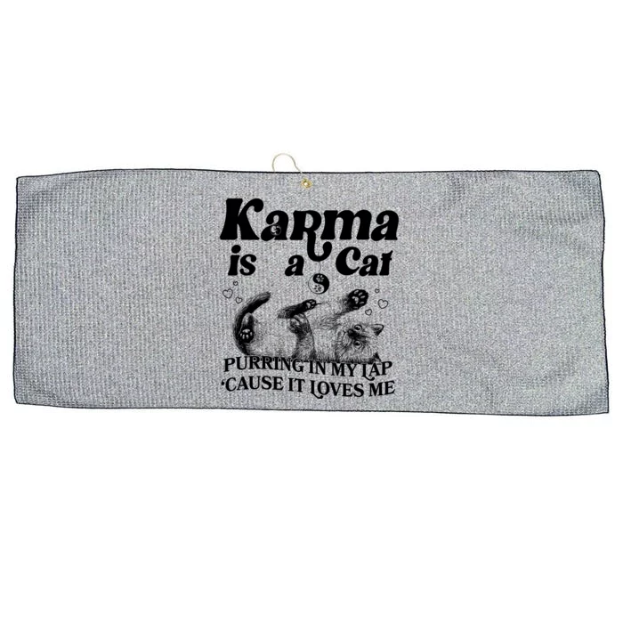 Karma Is A Cat Purring In My Lap Cause It Loves Me Large Microfiber Waffle Golf Towel