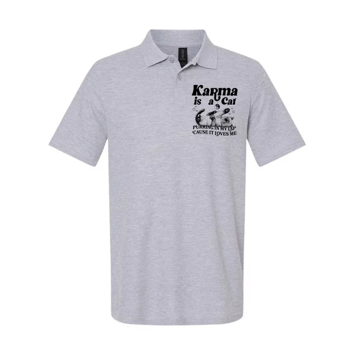 Karma Is A Cat Purring In My Lap Cause It Loves Me Softstyle Adult Sport Polo