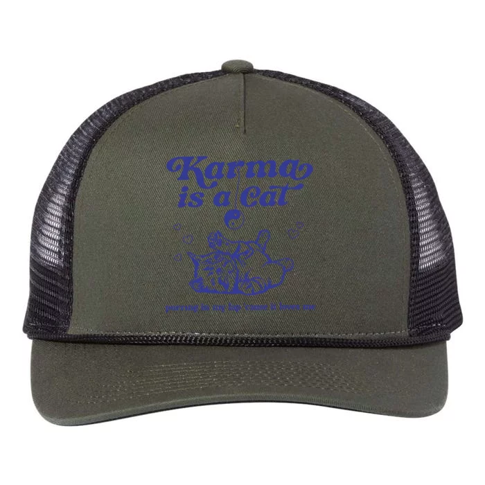 Karma Is A Cat Retro Rope Trucker Hat Cap