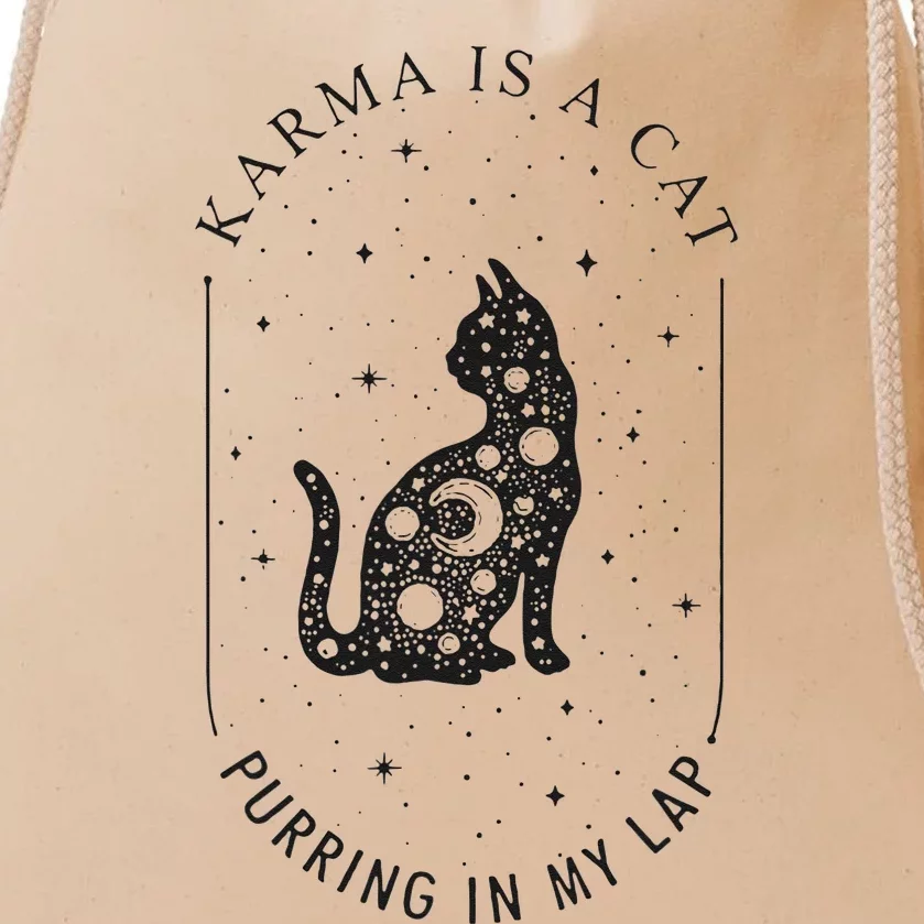 Karma Is A Cat Purring In My Lap Cause It Loves Me Drawstring Bag