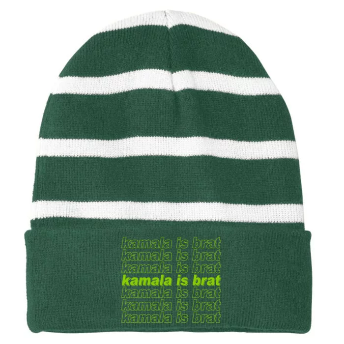 Kamala Is Brat Meme Kamala Harris 2024 Striped Beanie with Solid Band