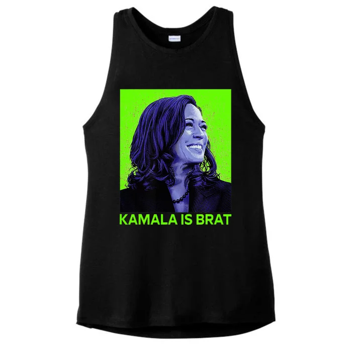 Kamala Is Brat Funny Sarcastic Ladies Tri-Blend Wicking Tank