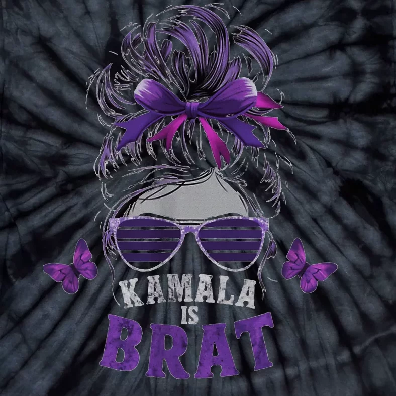 Kamala Is BratCute Quotes Messy Bun Summer Tie-Dye T-Shirt