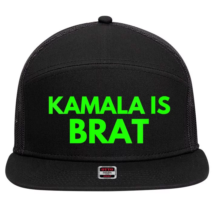 Kamala Is Brat Green 7 Panel Mesh Trucker Snapback Hat