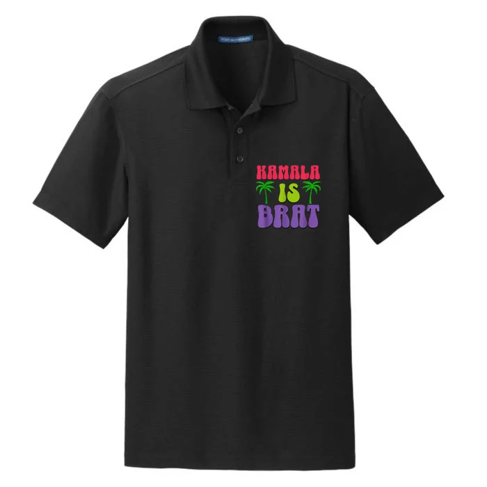 Kamala Is Brat Funny Sarcastic Quote Kamala Is Brat 2024 Dry Zone Grid Performance Polo