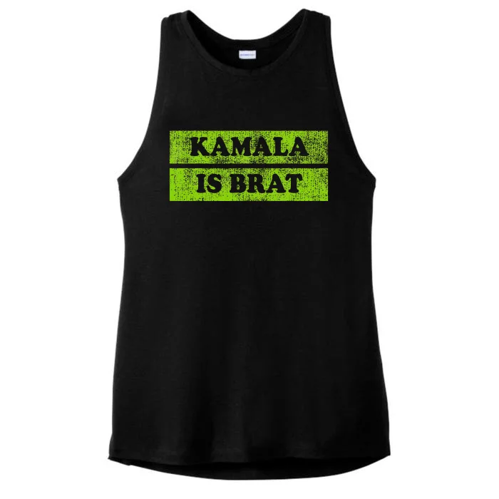 Kamala Is Brat Funny Usa Humor Meme Green Text Ladies Tri-Blend Wicking Tank