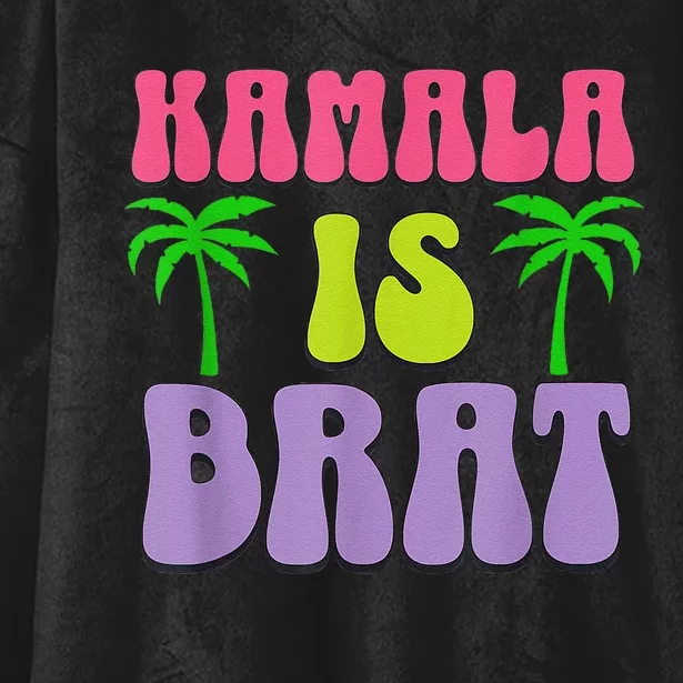 Kamala Is Brat Funny Sarcastic Coconut Tree Campaign Hooded Wearable Blanket