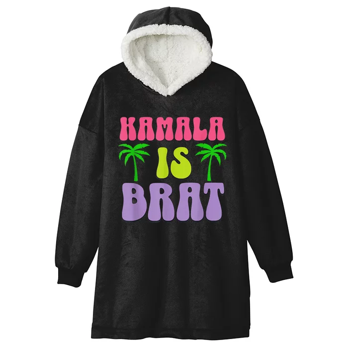 Kamala Is Brat Funny Sarcastic Coconut Tree Campaign Hooded Wearable Blanket