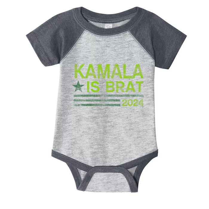 Kamala Is Brat Funny Usa Humor Meme Green Text Infant Baby Jersey Bodysuit