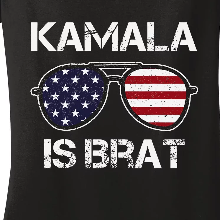 Kamala Is Brat Women's V-Neck T-Shirt