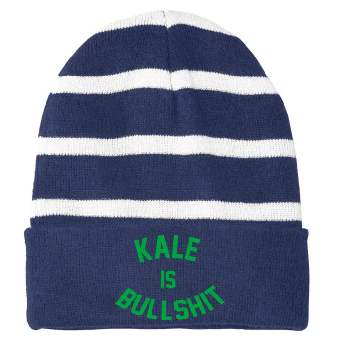 Kale Is Bullshit Striped Beanie with Solid Band